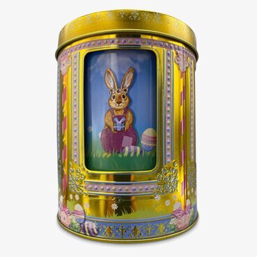 Bild av charmig plåtburk med påskmotiv och vintagekänsla