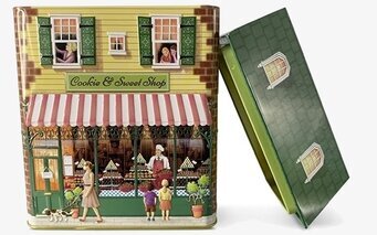 Bild av färgglad plåtburk med kaféillustration