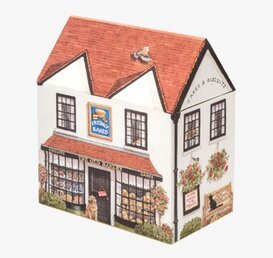 Bild av charmig plåtburk som föreställer ett bageri