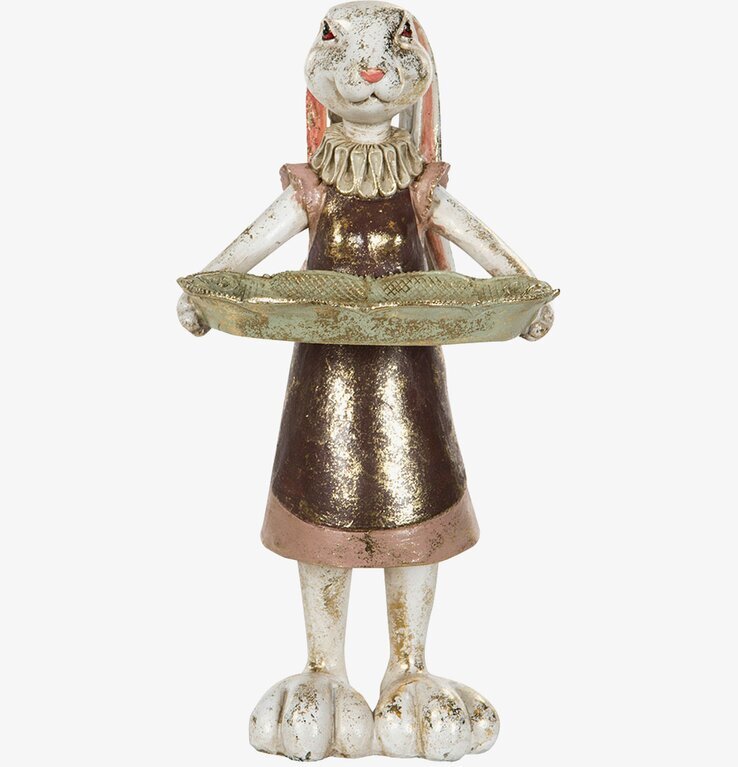 Kanintjej Med Fat från A Lot Decoration, hållande ett fat