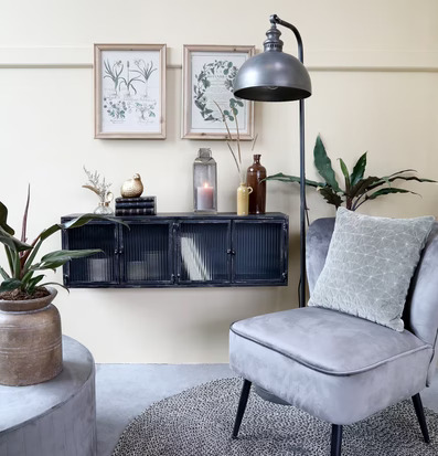 Väggskåp Med Räfflade Glasdörrar Antiksvart från Chic Antique