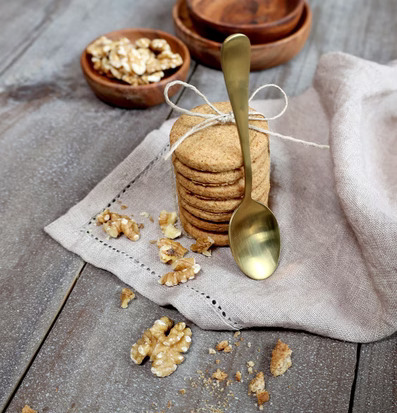 Chic Antique Bestick Guld Set/4 med sked, kex och valnötter