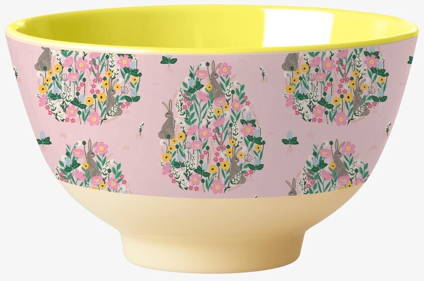 Liten Skål Soft Pink Bunny Print från Rice med kaninmotiv