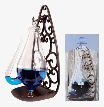 Gardenlife Stormglas Gjutjärn med blå vätska och hållare