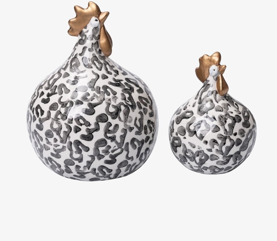 Höna Savanna keramik Set/2 från Nääsgränsgården på vit bakgrund