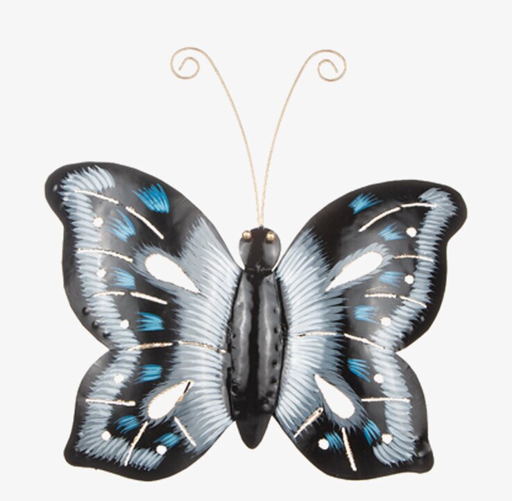 Fjäril Vägg Hamrad Plåt från Different Design på vit vägg