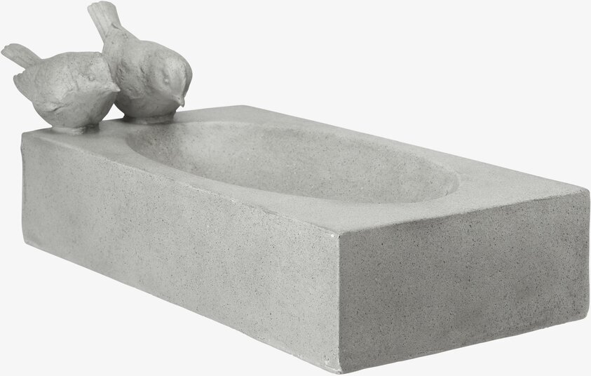 Bird Fågelbad Grå från Wikholm Form med två fågelskulpturer