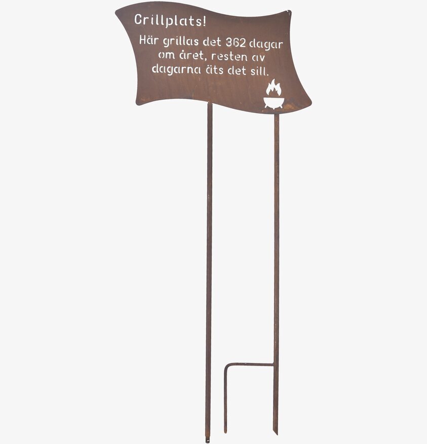 Skylt Grillplats Rost från Lind Decoration i rostig metall