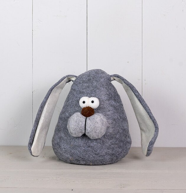 Dörrstopp Hund från Multi Agentur i grå filt med vita ögon