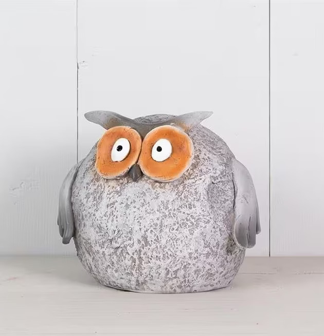 Uggla Grå Poly Stor från Multi Agentur med orangea ögon