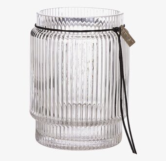 Glasvas Randig Struktur H10.8 cm från Ernst med läderrem