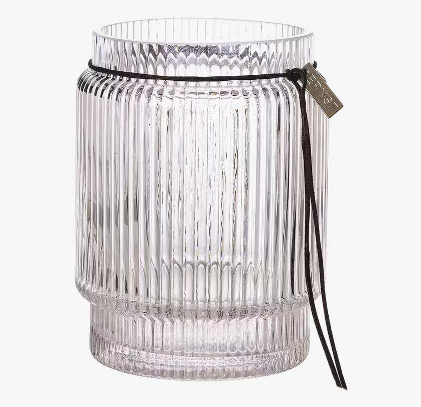 Glasvas Randig Struktur H10.8 cm från Ernst med läderrem