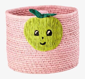 Rund Korg Soft Pink från Rice med dekorativt grönt äpple