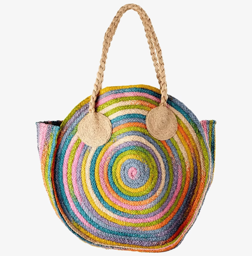 Väskan Multicolor Stripes XL från Rice med färgglada ränder