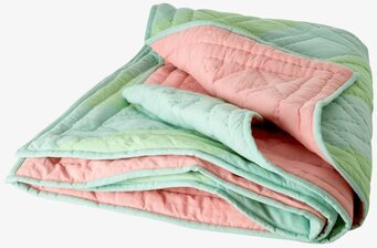 Bomullsfilt Green & Blue Stripes från Rice i randigt mönster