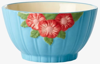 Liten Skål Keramik Mint Flower Design från Rice i blått