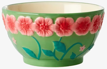 Liten Skål Keramik Sage Green Flower Design från Rice