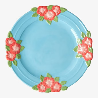 Tallrik Keramik Mint Flower Design från Rice med blommor