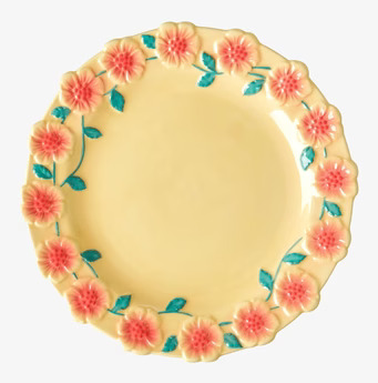 Tallrik Keramik Creme Flower Design från Rice i keramik