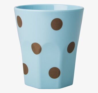 Stor Mugg Pastellblå Gold Polka Dots från varumärket Rice