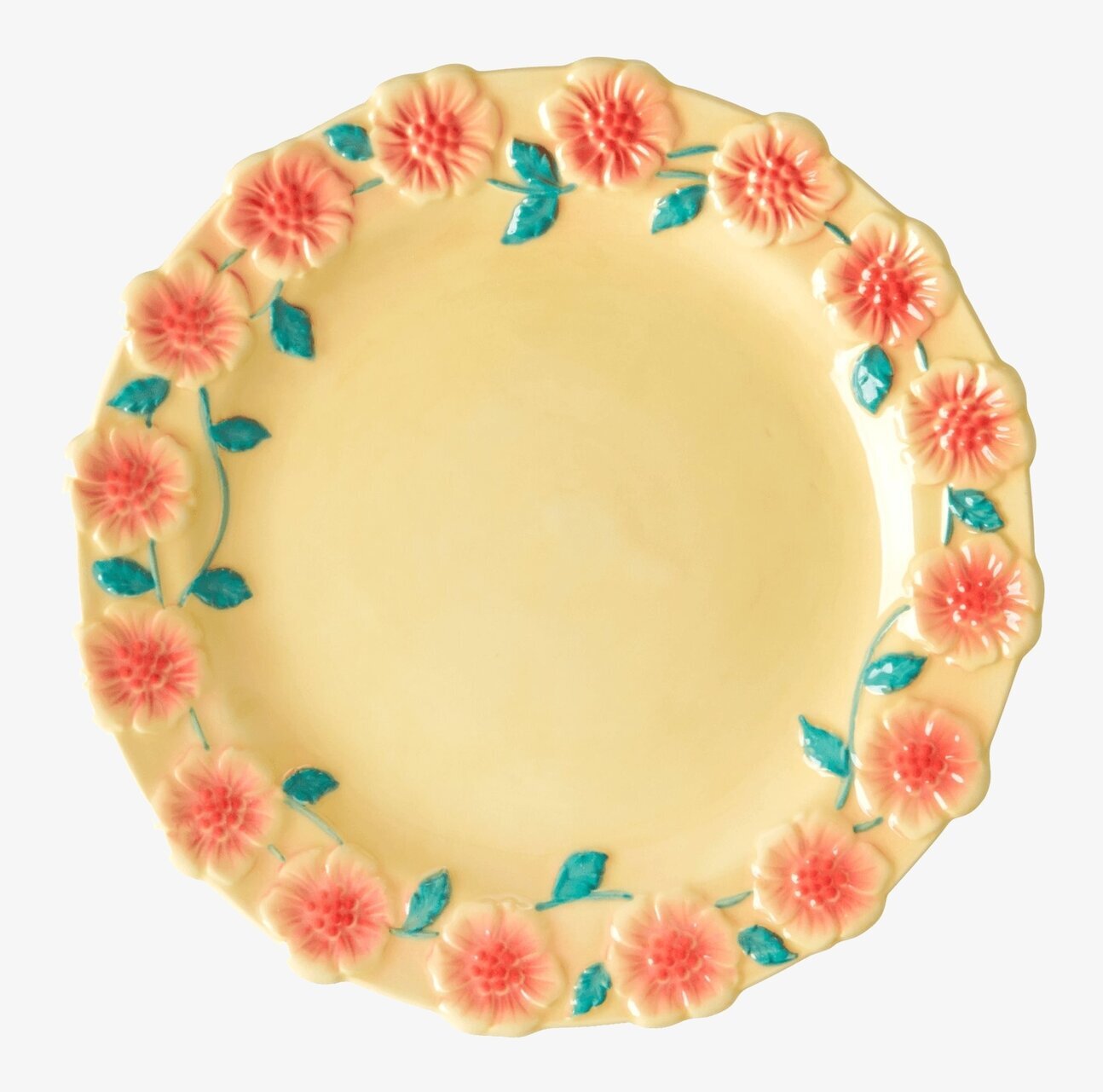 Assiett Keramik Creme Flower Design från Rice med blommönster