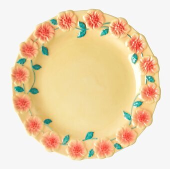Assiett Keramik Creme Flower Design från Rice med blommönster