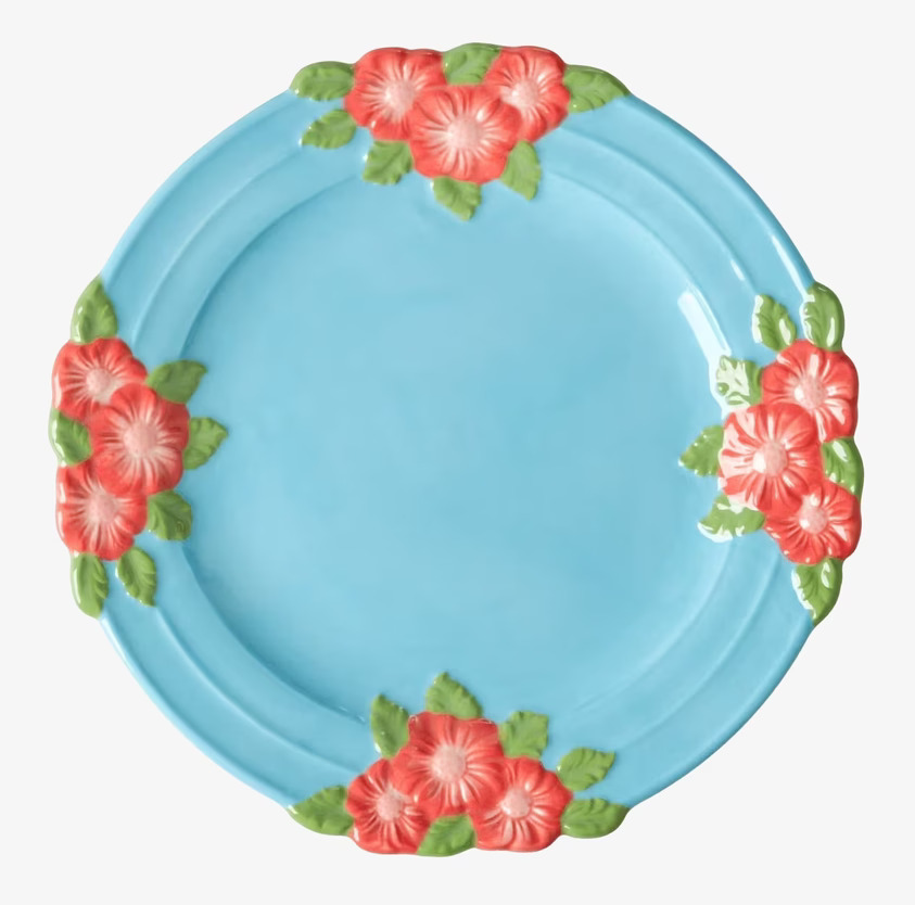 Assiett Keramik Mint Flower Design från Rice med blommönster