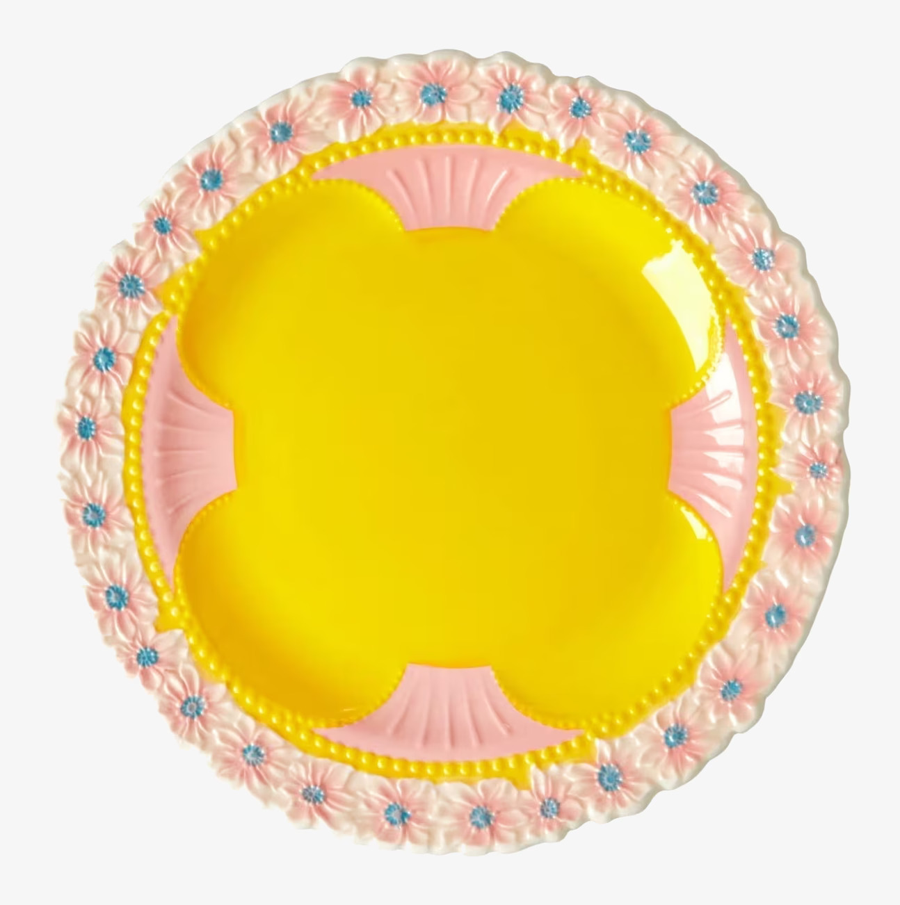 Assiett Keramik Yellow Flower Design från Rice med blommönster