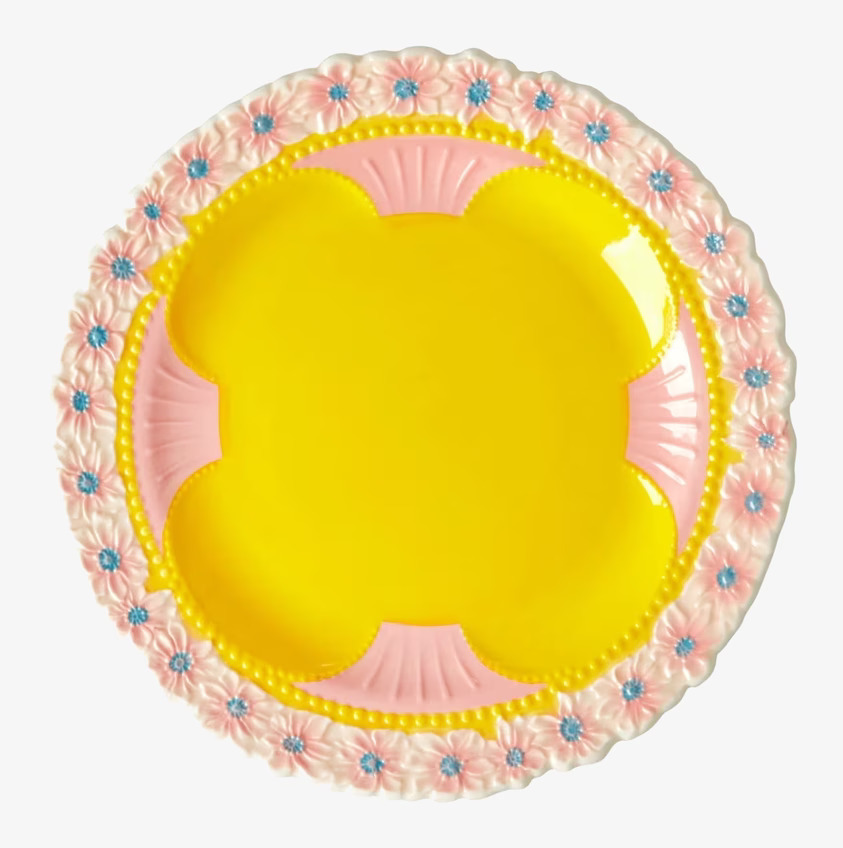 Assiett Keramik Yellow Flower Design från Rice med blommönster