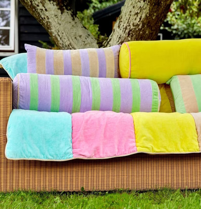 Prydnadskudde Velvet Lavender/Beige Medium från Rice i trädgård