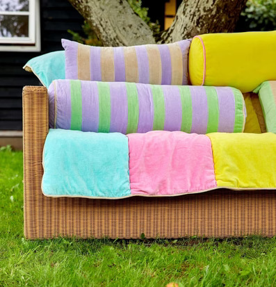 Bolsterkudde Lavendel/Grön Prydnadskudde Velvet Lavender/Beige Medium Rice Kuddar Innerkuddar Kuddfodral