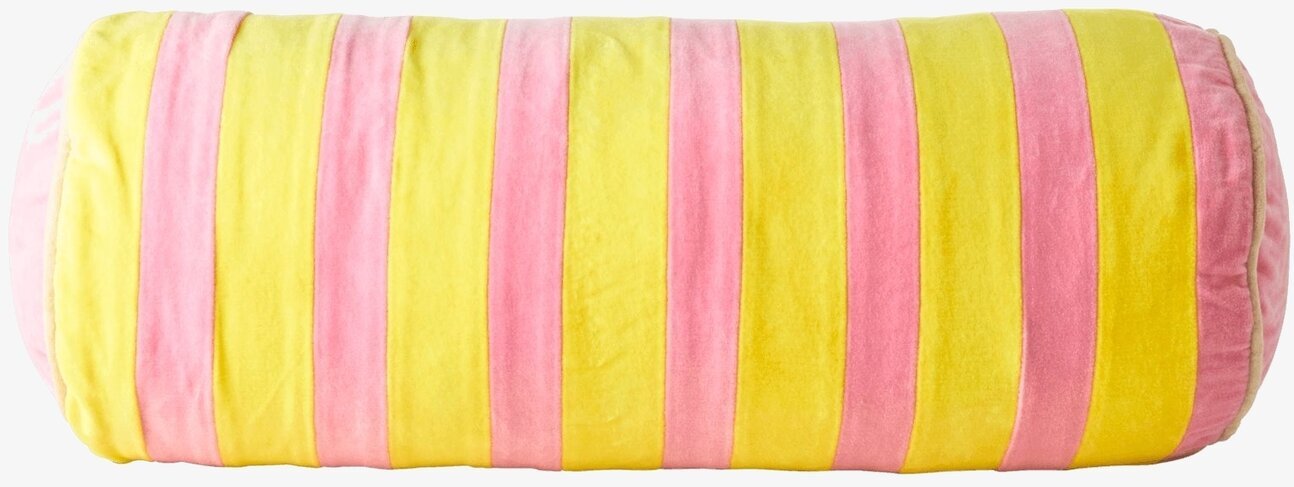Bolsterkudde Rosa/Gul från Rice med randig design