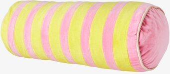 Bolsterkudde Rosa/Gul från Rice med bredrandigt mönster