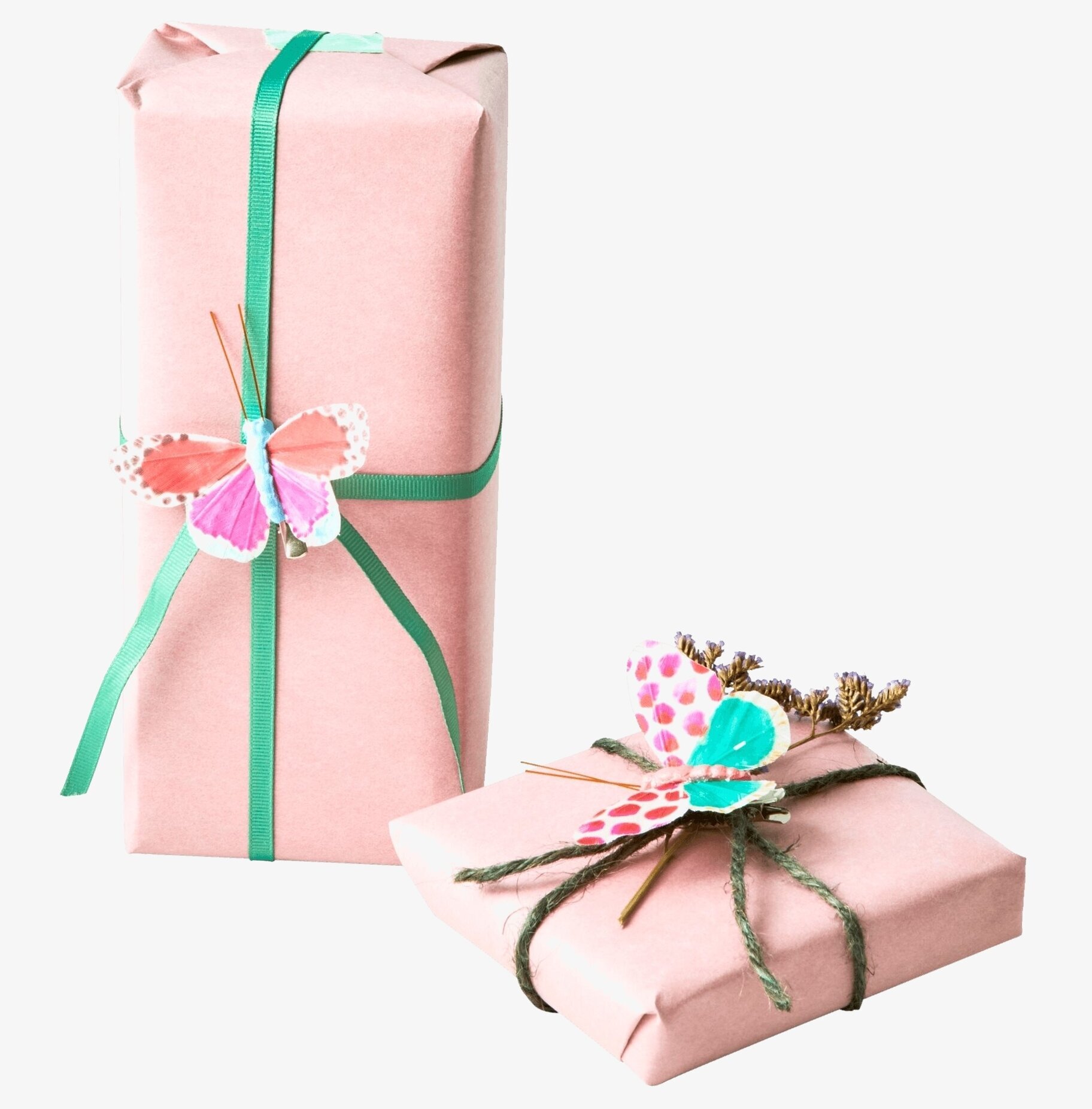 Dekorationsfjäril Med Clip från Rice på inslagna presenter