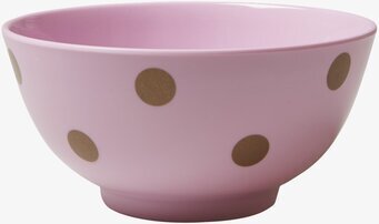 Skål Pastellrosa Gold Polka Dots från Rice med gyllene prickar