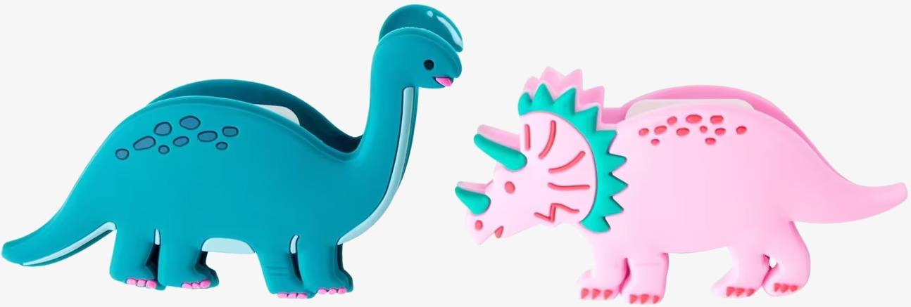 Påsklämmor Silikon Rosa/Blå från Rice i dinosaurieform