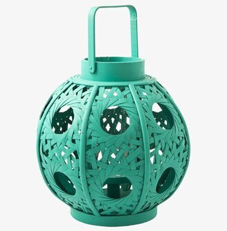 Ljuslykta Rund Grön från Rice med flätad design och handtag