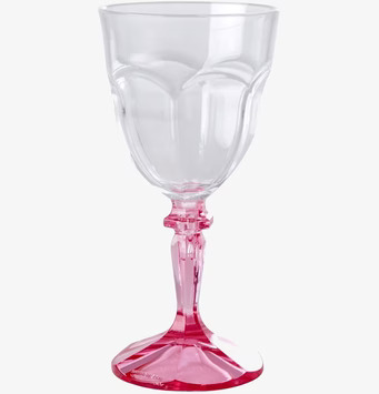 Vinglas På Fot Clear/Pink från Rice med klar skål och rosa fot
