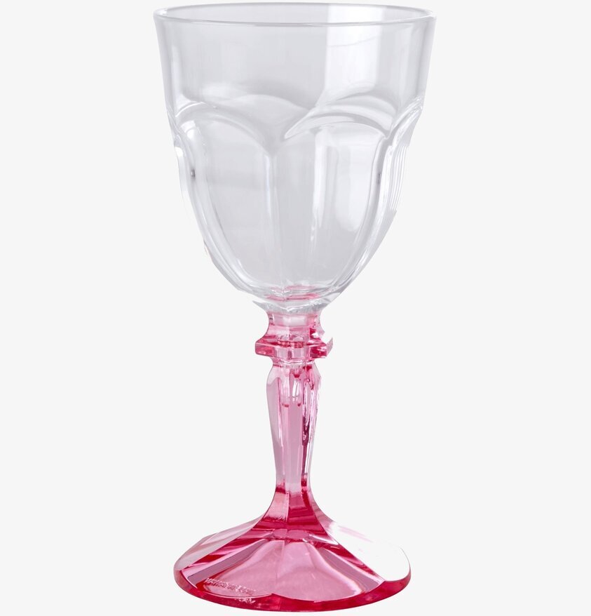 Vinglas På Fot Clear/Pink från Rice med klar skål och rosa fot