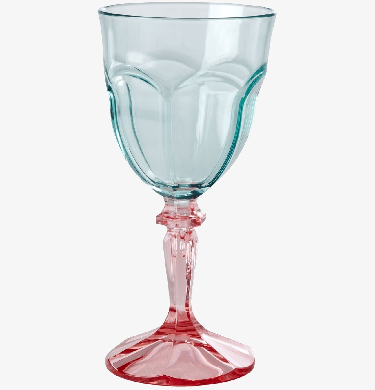 Vinglas På Fot Mint/Pink från Rice med mintkupa och rosa fot