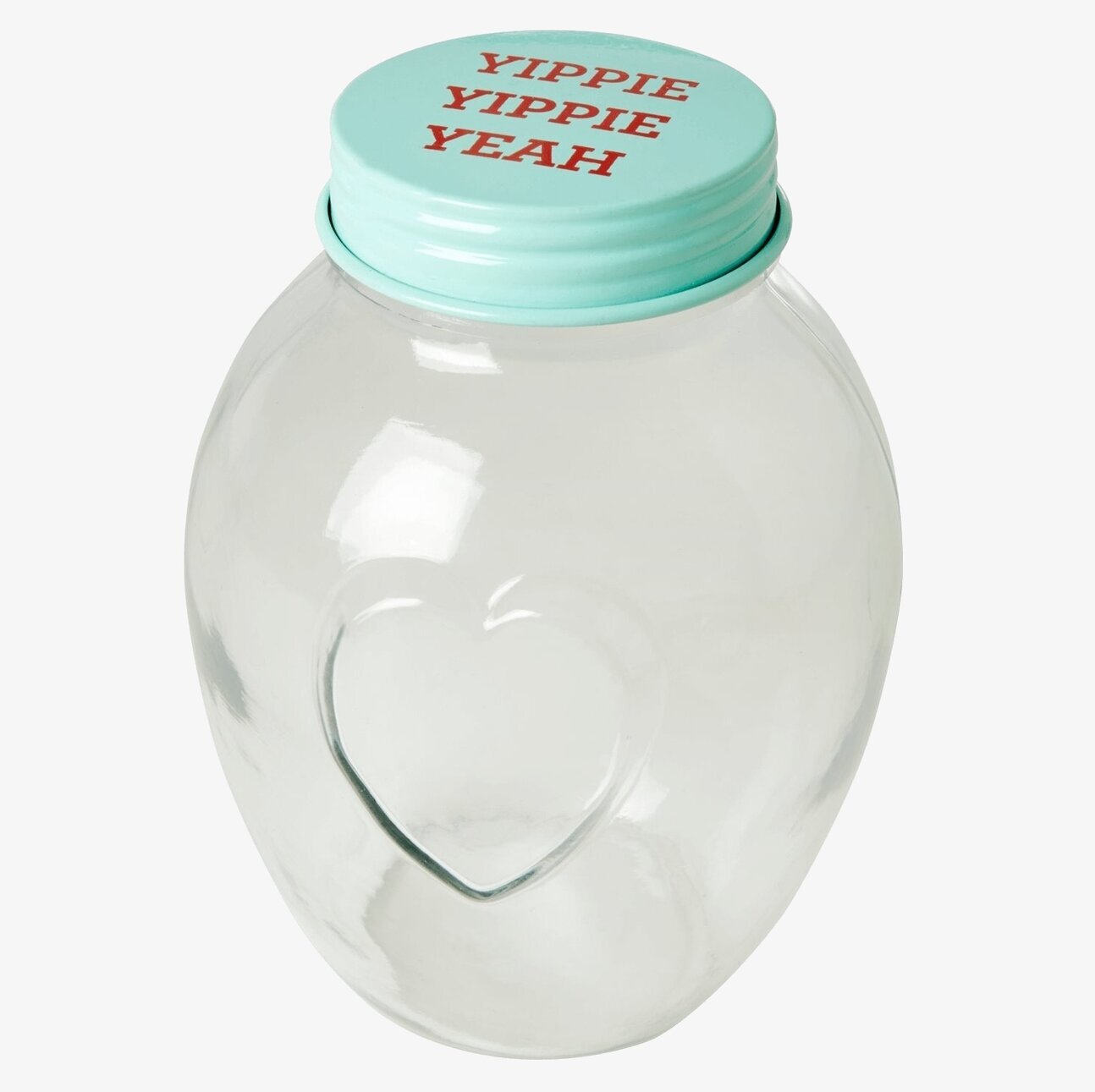 Glasburk 1.4 Liter - Soft Blue från Rice med hjärtmönster