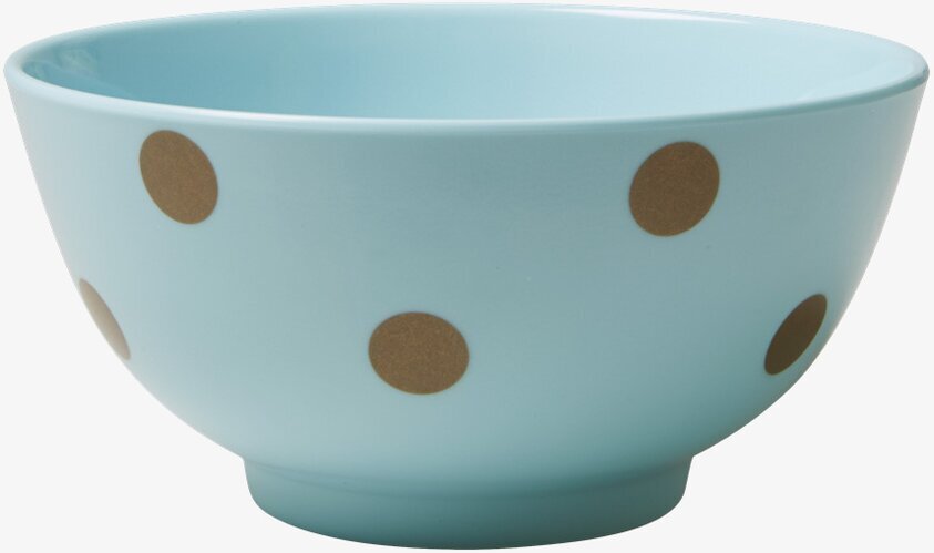 Skål Pastellblå Gold Polka Dots från Rice med gyllene prickar
