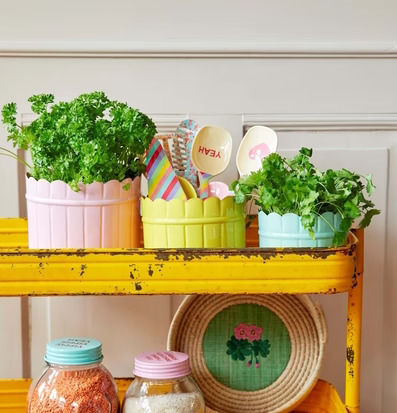 Blomkruka Yellow Mellan från Rice på färgglad hylla