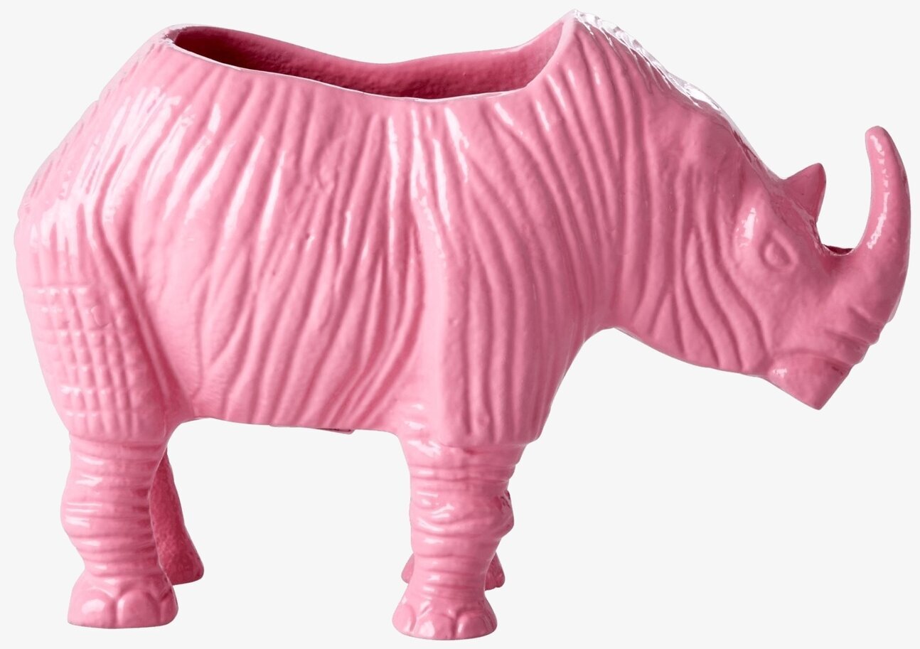Kruka Noshörning Pink från Rice, rosa kruka i noshörningsform