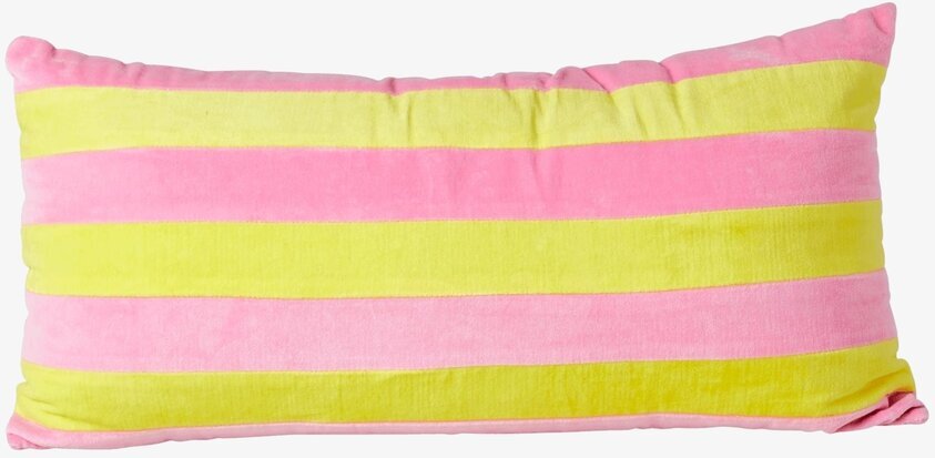 Prydnadskudde Velvet Pink/Yellow Medium från Rice på vit yta