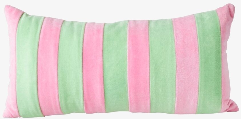 Prydnadskudde Velvet Green/Pink Small från Rice i sammet
