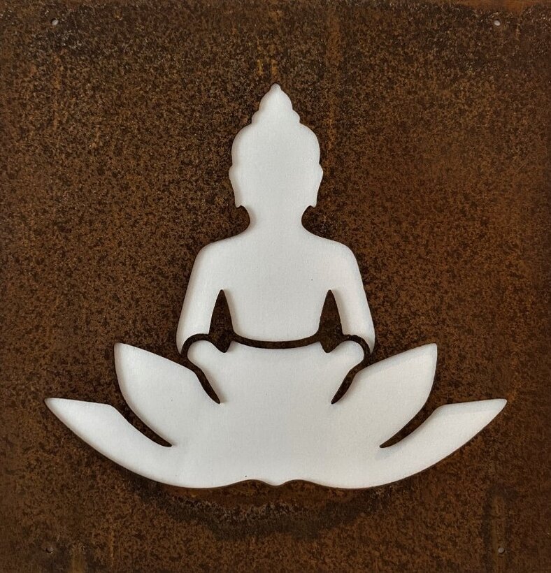 Skylt Buddha Rost (armeringsnät) från Lind Decoration