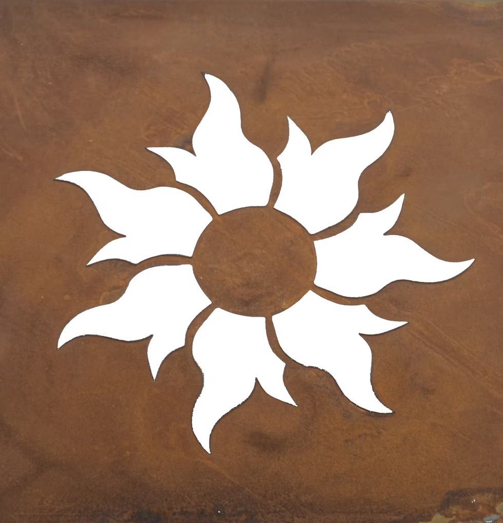 Skylt Sol Rost (armeringsnät) från Lind Decoration