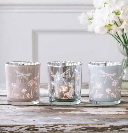 Ljuslykta - Dragonflies & Poppies Rosa från Majas Cottage