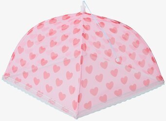 Vikbart Matskydd Hearts Print från Rice med rosa hjärtan